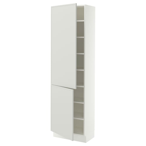 SEKTION Armoire haute + tablette/2ptes, blanc/Aspudden gris clair, 24x15x80 "