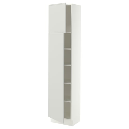 SEKTION Armoire haute + tablette/2ptes, blanc/Aspudden gris clair, 18x15x80 "