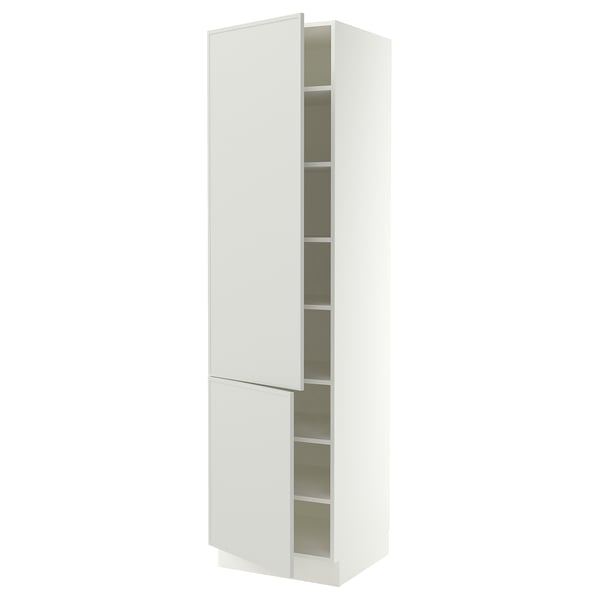 SEKTION Armoire haute + tablette/2ptes, blanc/Aspudden gris clair, 24x24x90 "