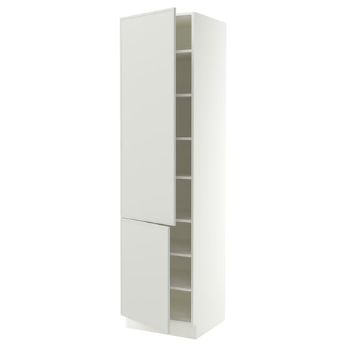 SEKTION Armoire haute + tablette/2ptes, blanc/Aspudden gris clair, 24x24x90 "