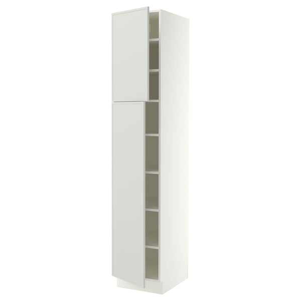 SEKTION Armoire haute + tablette/2ptes, blanc/Aspudden gris clair, 18x24x90 "