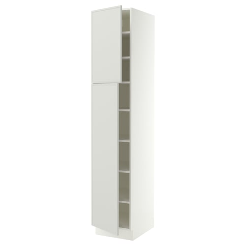 SEKTION Armoire haute + tablette/2ptes, blanc/Aspudden gris clair, 18x24x90 "