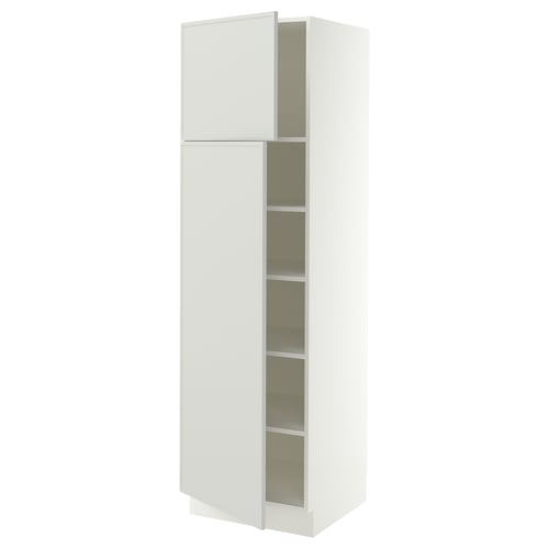 SEKTION Armoire haute + tablette/2ptes, blanc/Aspudden gris clair, 24x24x80 "