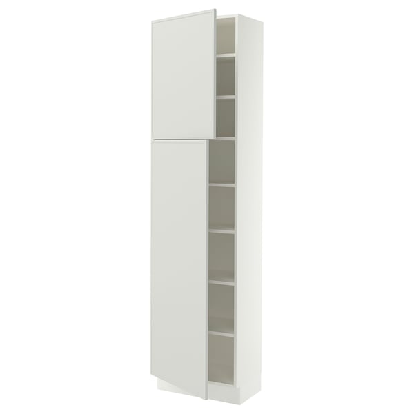 SEKTION Armoire haute + tablette/2ptes, blanc/Aspudden gris clair, 24x15x90 "
