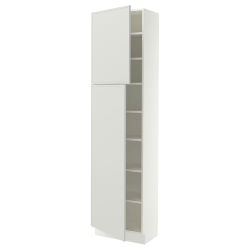 SEKTION Armoire haute + tablette/2ptes, blanc/Aspudden gris clair, 24x15x90 "