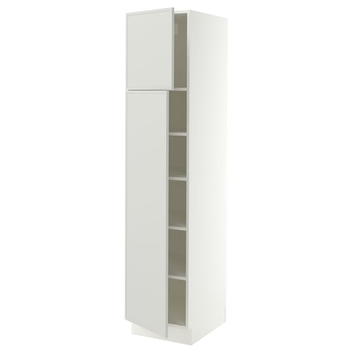 SEKTION Armoire haute + tablette/2ptes, blanc/Aspudden gris clair, 18x24x80 "
