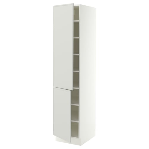SEKTION Armoire haute + tablette/2ptes, blanc/Aspudden gris clair, 18x24x80 "