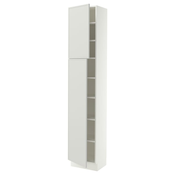 SEKTION Armoire haute + tablette/2ptes, blanc/Aspudden gris clair, 18x15x90 "