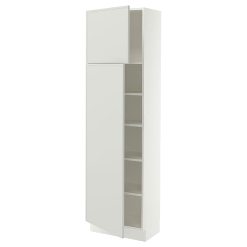 SEKTION Armoire haute + tablette/2ptes, blanc/Aspudden gris clair, 24x15x80 "