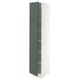 SEKTION Armoire haute + tablette/2ptes, blanc/Aspudden gris-vert foncé, 15x24x80 "