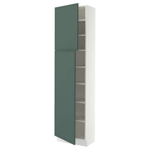 SEKTION Armoire haute + tablette/2ptes, blanc/Aspudden gris-vert foncé, 24x15x90 "