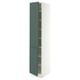 SEKTION Armoire haute + tablette/2ptes, blanc/Aspudden gris-vert foncé, 15x24x80 "