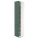 SEKTION Armoire haute + tablette/2ptes, blanc/Aspudden gris-vert foncé, 18x24x90 "