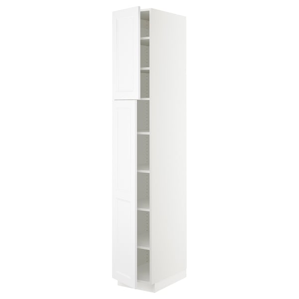 SEKTION Armoire haute + tablette/2ptes, blanc/Axstad blanc mat, 15x24x90 "