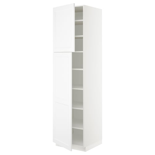 SEKTION Armoire haute + tablette/2ptes, blanc/Axstad blanc mat, 24x24x90 "