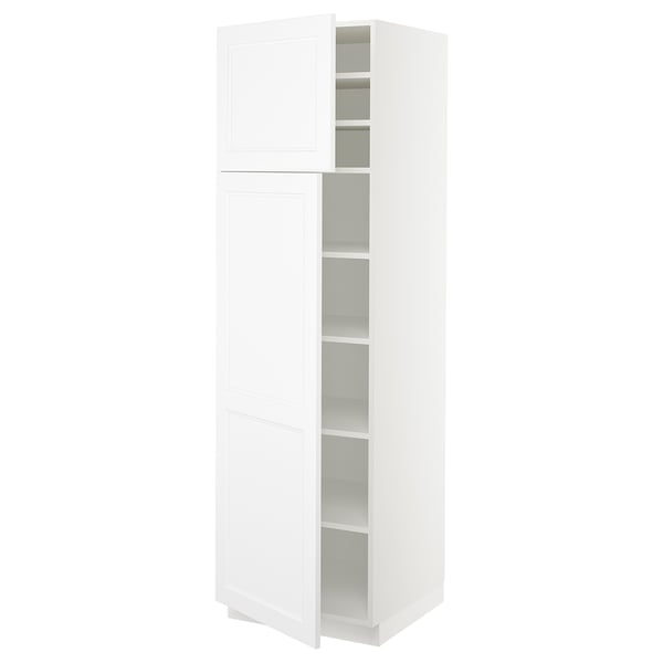 SEKTION Armoire haute + tablette/2ptes, blanc/Axstad blanc mat, 24x24x80 "