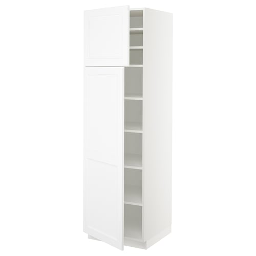SEKTION Armoire haute + tablette/2ptes, blanc/Axstad blanc mat, 24x24x80 "