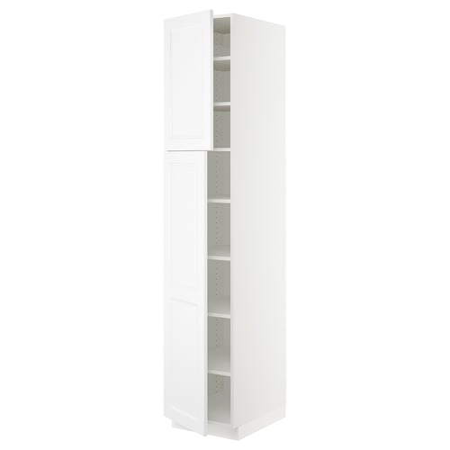 SEKTION Armoire haute + tablette/2ptes, blanc/Axstad blanc mat, 18x24x90 "
