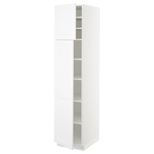 SEKTION Armoire haute + tablette/2ptes, blanc/Axstad blanc mat, 18x24x80 "