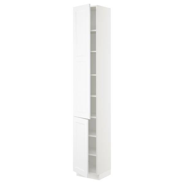 SEKTION Armoire haute + tablette/2ptes, blanc/Axstad blanc mat, 15x15x90 "