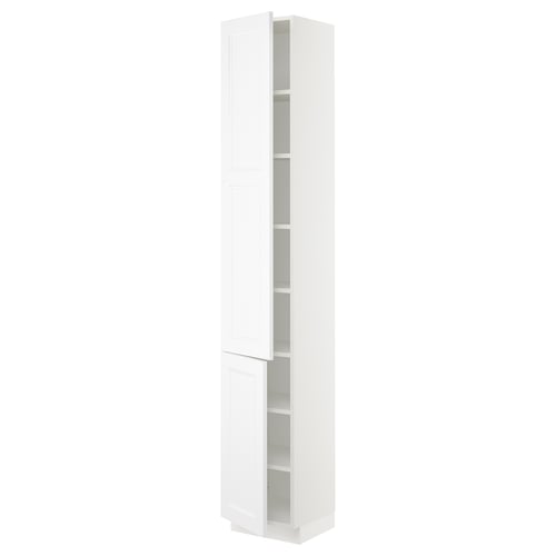 SEKTION Armoire haute + tablette/2ptes, blanc/Axstad blanc mat, 15x15x90 "