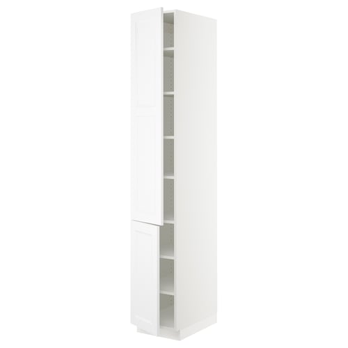 SEKTION Armoire haute + tablette/2ptes, blanc/Axstad blanc mat, 15x24x90 "