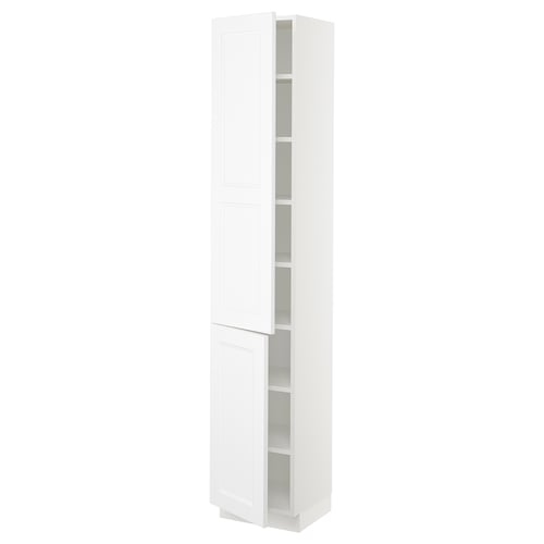 SEKTION Armoire haute + tablette/2ptes, blanc/Axstad blanc mat, 15x15x80 "