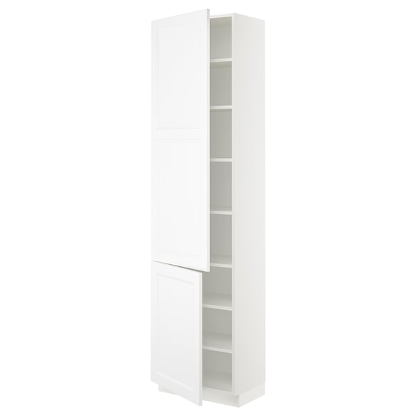 SEKTION Armoire haute + tablette/2ptes, blanc/Axstad blanc mat, 24x15x90 "