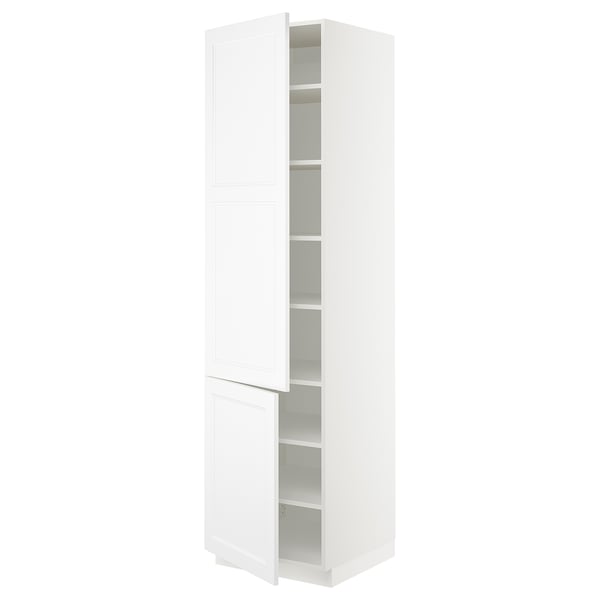 SEKTION Armoire haute + tablette/2ptes, blanc/Axstad blanc mat, 24x24x90 "