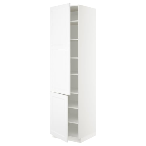 SEKTION Armoire haute + tablette/2ptes, blanc/Axstad blanc mat, 24x24x90 "