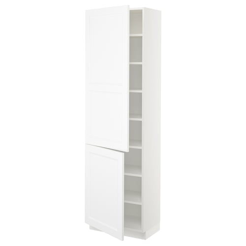 SEKTION Armoire haute + tablette/2ptes, blanc/Axstad blanc mat, 24x15x80 "