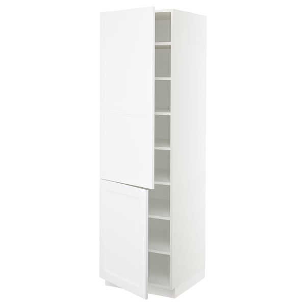 SEKTION Armoire haute + tablette/2ptes, blanc/Axstad blanc mat, 24x24x80 "