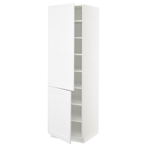 SEKTION Armoire haute + tablette/2ptes, blanc/Axstad blanc mat, 24x24x80 "