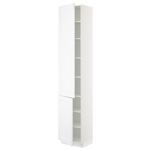 SEKTION Armoire haute + tablette/2ptes, blanc/Axstad blanc mat, 18x15x90 "