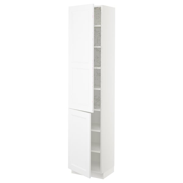 SEKTION Armoire haute + tablette/2ptes, blanc/Axstad blanc mat, 18x15x80 "