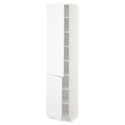 SEKTION Armoire haute + tablette/2ptes, blanc/Axstad blanc mat, 18x15x80 "