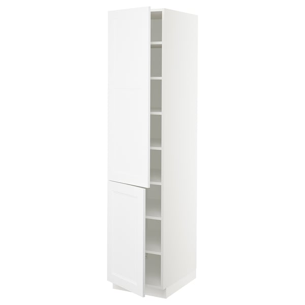 SEKTION Armoire haute + tablette/2ptes, blanc/Axstad blanc mat, 18x24x80 "