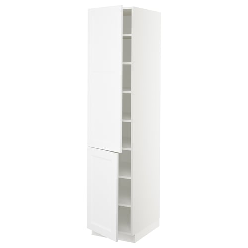 SEKTION Armoire haute + tablette/2ptes, blanc/Axstad blanc mat, 18x24x80 "