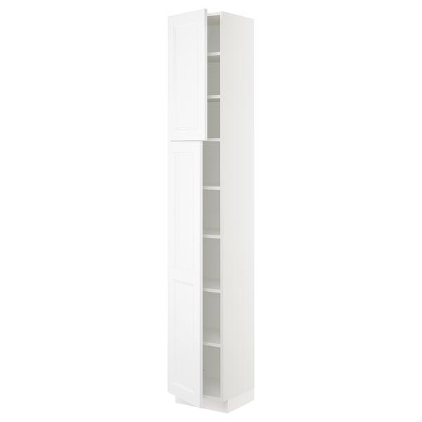 SEKTION Armoire haute + tablette/2ptes, blanc/Axstad blanc mat, 15x15x90 "