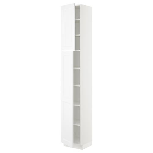 SEKTION Armoire haute + tablette/2ptes, blanc/Axstad blanc mat, 15x15x90 "