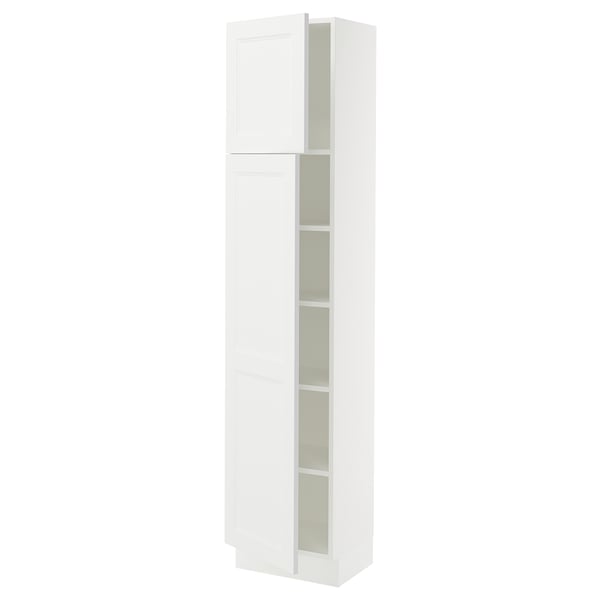 SEKTION Armoire haute + tablette/2ptes, blanc/Axstad blanc mat, 18x15x80 "