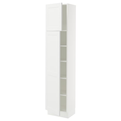 SEKTION Armoire haute + tablette/2ptes, blanc/Axstad blanc mat, 18x15x80 "