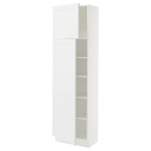 SEKTION Armoire haute + tablette/2ptes, blanc/Axstad blanc mat, 24x15x80 "