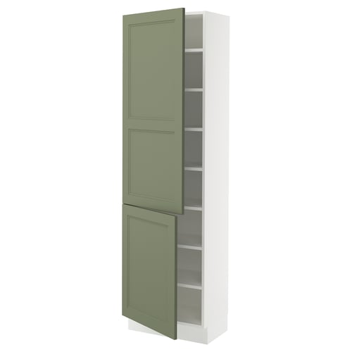SEKTION Armoire haute + tablette/2ptes, blanc/Axstad gris-vert, 24x15x80 "