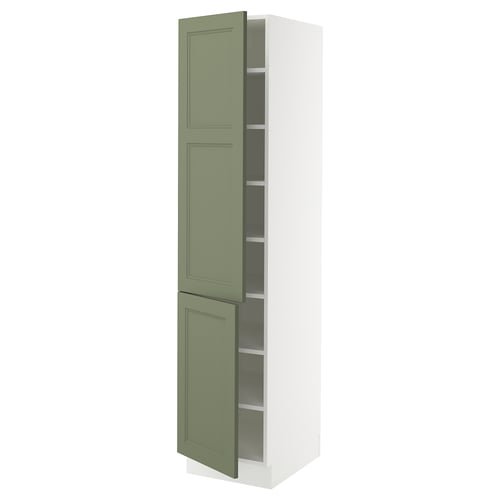 SEKTION Armoire haute + tablette/2ptes, blanc/Axstad gris-vert, 18x24x80 "