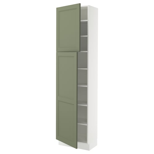 SEKTION Armoire haute + tablette/2ptes, blanc/Axstad gris-vert, 24x15x90 "