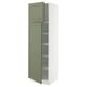 SEKTION Armoire haute + tablette/2ptes, blanc/Axstad gris-vert, 24x24x80 "