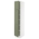 SEKTION Armoire haute + tablette/2ptes, blanc/Axstad gris-vert, 15x24x80 "