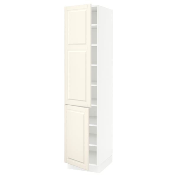SEKTION Armoire haute + tablette/2ptes, blanc/Bodbyn blanc cassé, 18x24x80 "