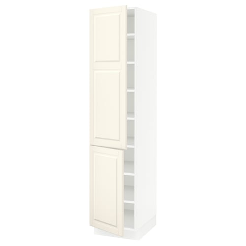 SEKTION Armoire haute + tablette/2ptes, blanc/Bodbyn blanc cassé, 18x24x80 "